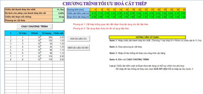 Chương trình tối ưu hóa cắt thép