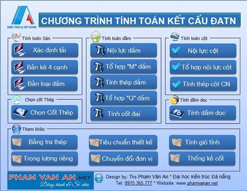 [Phần mềm] Chương trình tính toán làm đồ án tốt nghiệp - Ths.Phạm Văn An - ĐH Kiến Trúc Đà Nẵng