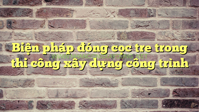 Biện pháp đóng cọc tre trong thi công xây dựng công trình