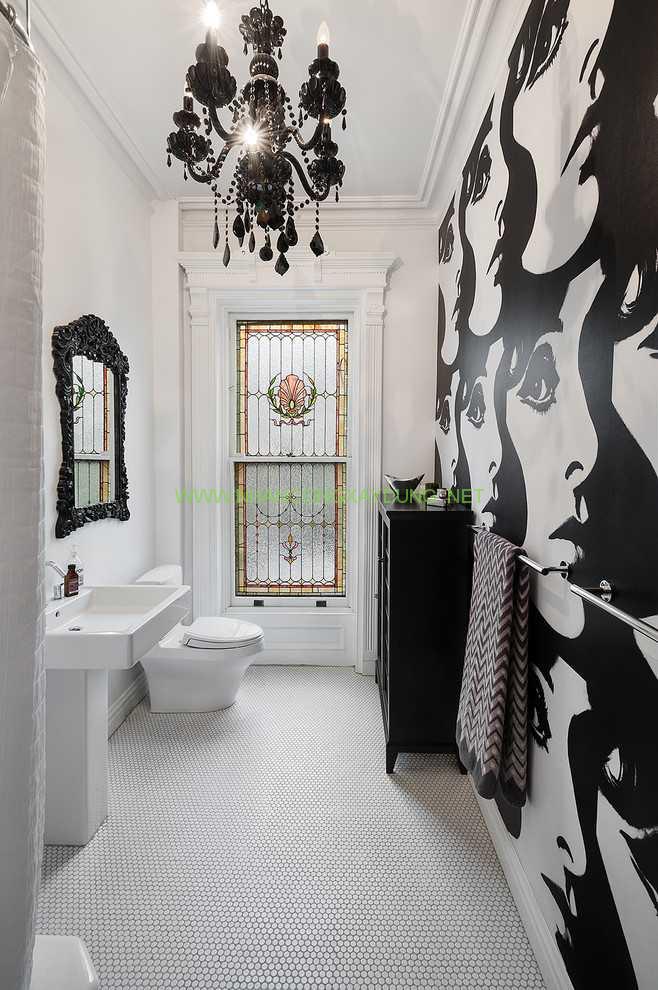 Lựa chọn gạch ốp lát nền nhà tắm với 2 màu cơ bản trắng và đen