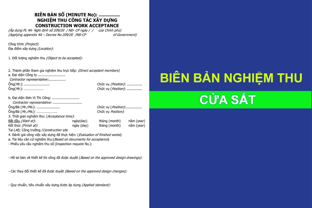 Biên bản nghiệm thu cửa sản xuất lắp dựng cửa sắt