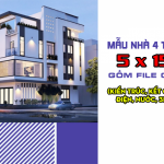 [File-Cad] – Nhà phố 5x15m – Tải miễn phí hồ sơ thiết kế nhà 1 trệt 2 lầu 5×15 75m2