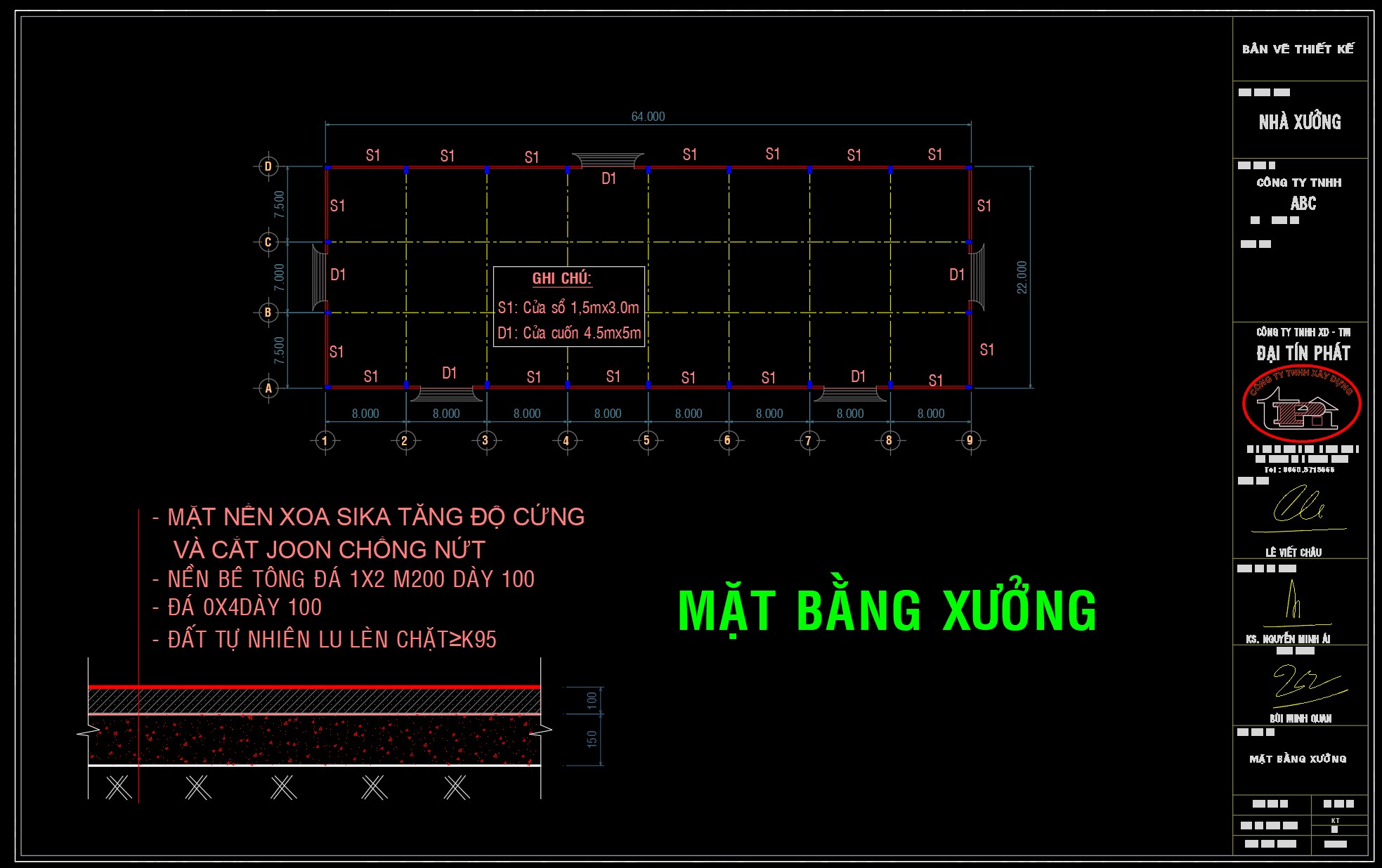 Mẫu thiết kế kết cấu khung nhà xưởng 22x64m miễn phí