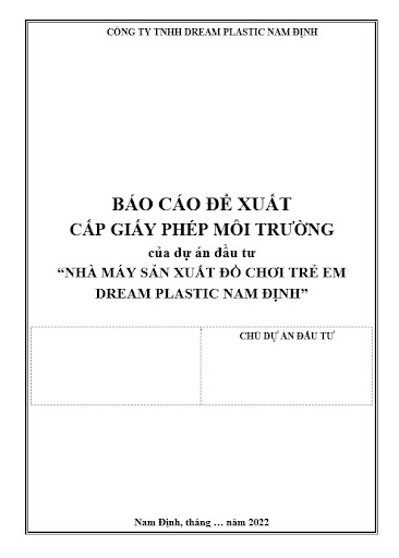 Mẫu giấy phép môi trường cho nhà máy sản xuất đồ chơi trẻ em 6.000.000 sản phẩm 1 năm