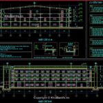 File cad bản vẽ nhà xưởng Điện tử 4 tầng kích thước 68x90m