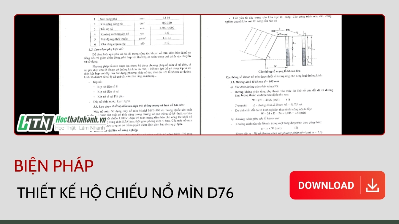 Biên pháp thiết kế hộ chiếu nổ mìn D76