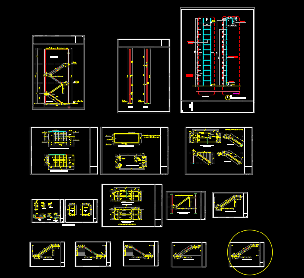 Một số cầu thang sắt thoát hiểm autocad