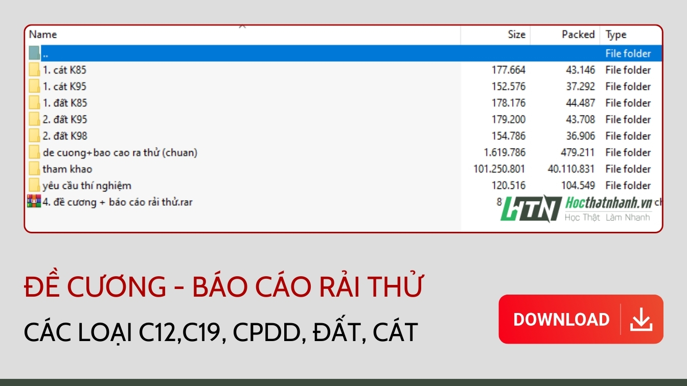 Đề cương + báo cáo rải thử các loại C12, C19, CPDD, ĐẤT, CÁT