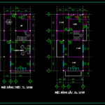 File bản vẽ nhà dân (lầu) 2 tầng với file mặt bằng. mặt cắt. mặt đứng