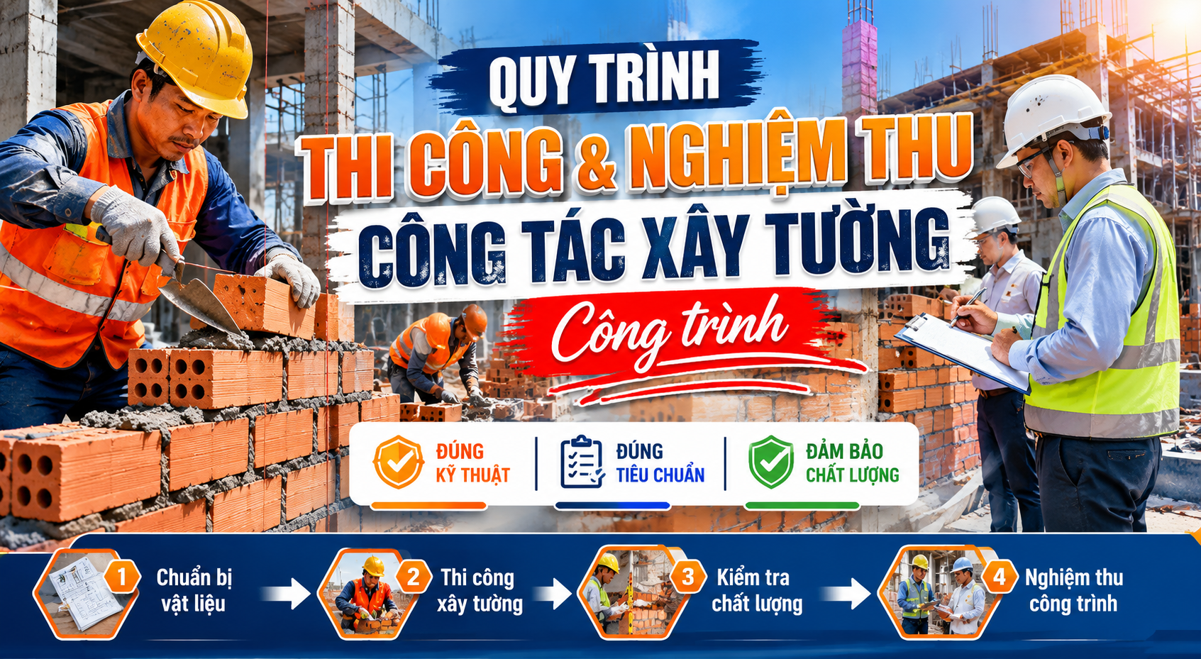 Quy trình thi công và nghiệm thu công tác xây tường công trình