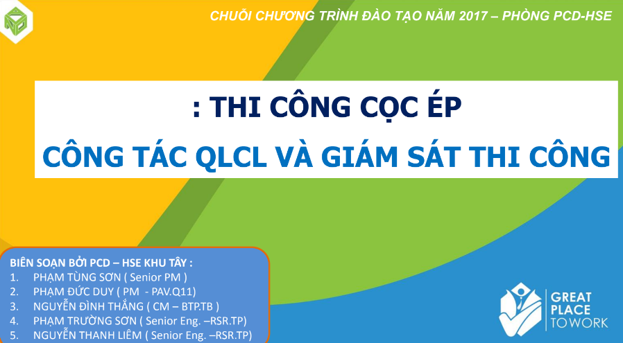 THI CÔNG CỌC ÉP CÔNG TÁC QLCL VÀ GIÁM SÁT THI CÔNG