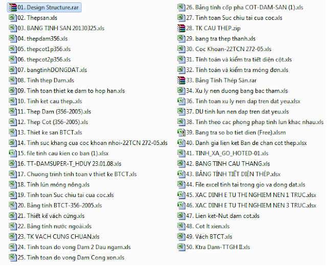 Tổng hợp bảng tính Excel Xây dựng phần 01