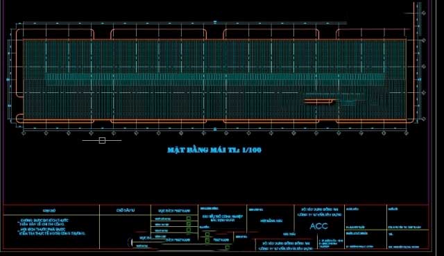 File cad thiết kế nhà xưởng kích thước 21x102m miễn phí