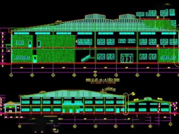 Bản vẽ cad thiết kế nhà xưởng tại Bình Dương