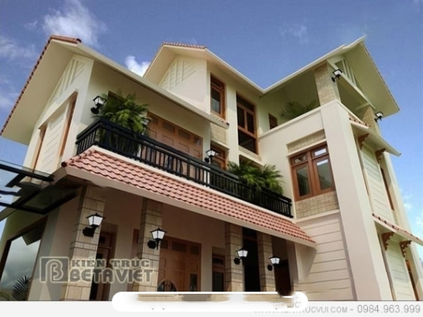 Bản vẽ mẫu biệt thự hình chữ L 8x15m