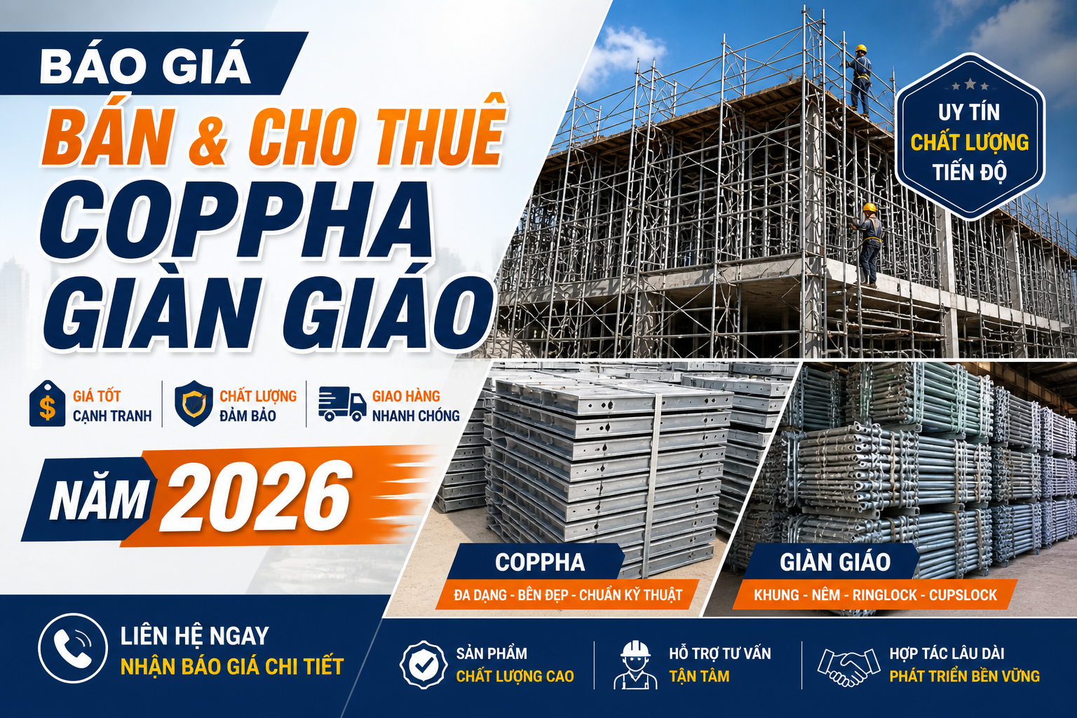Báo giá bán và cho thuê coppha, giàn giáo năm 2026
