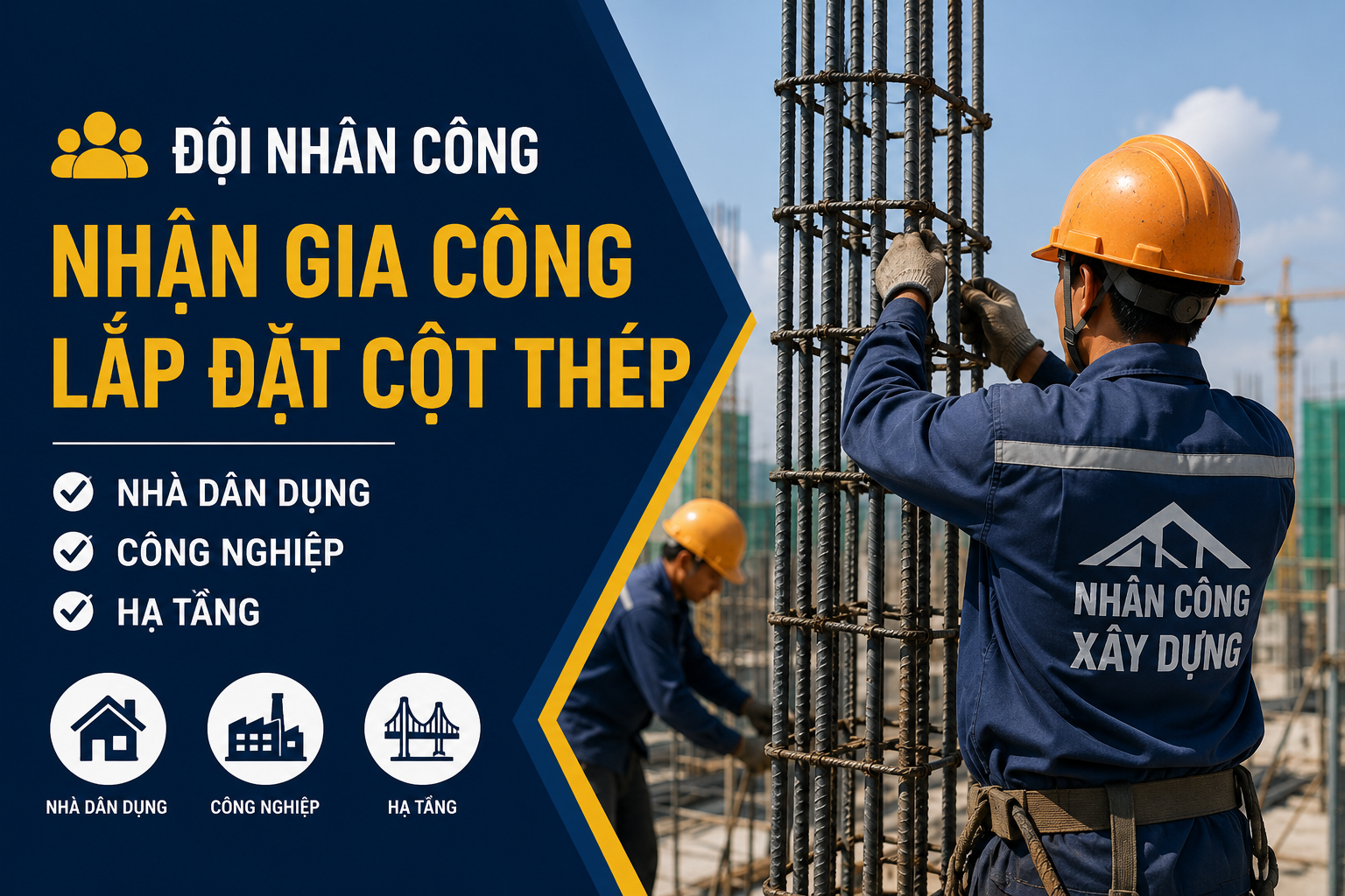 Nhận gia công lắp đặt cốt thép nhà dân dụng, công nghiệp, hạ tầng