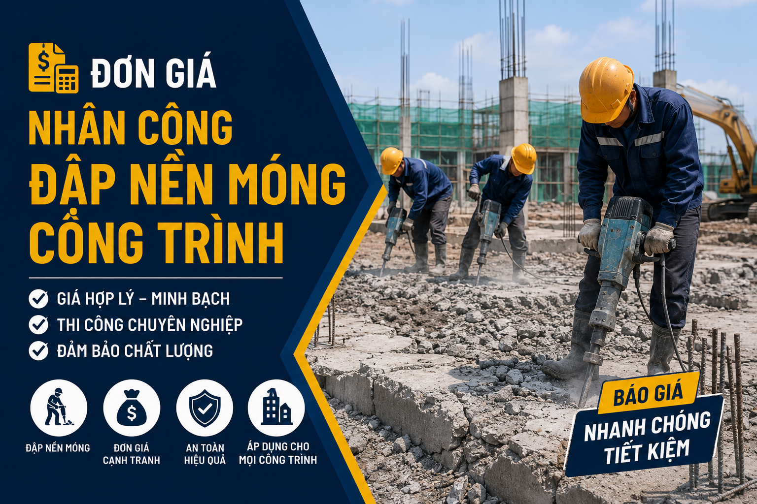 Đơn giá nhân công đắp nền móng công trình